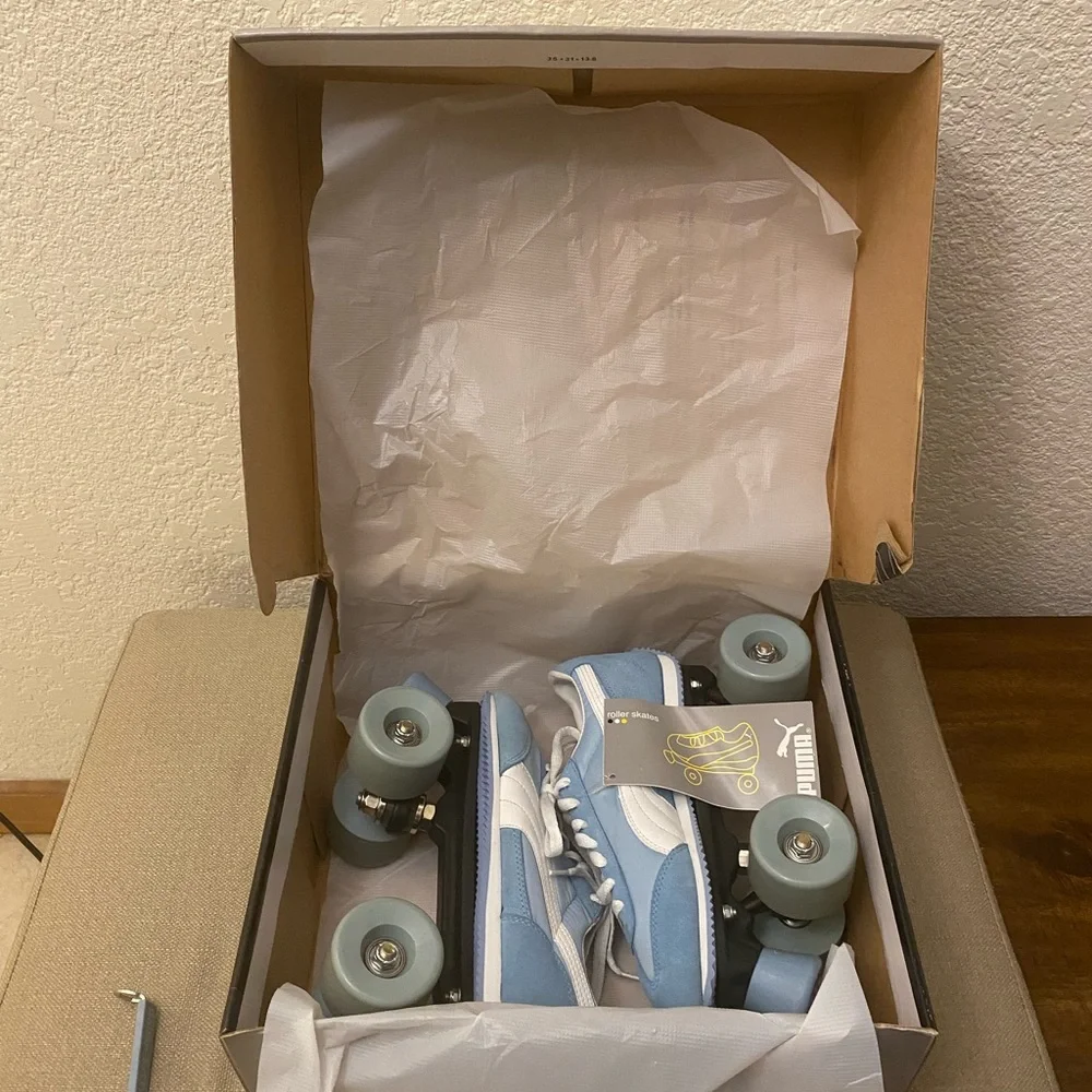 Vintage NWB Women Light Blue Retro Puma Sneaker Roller Skates Size 7 - Picture 9 of 16